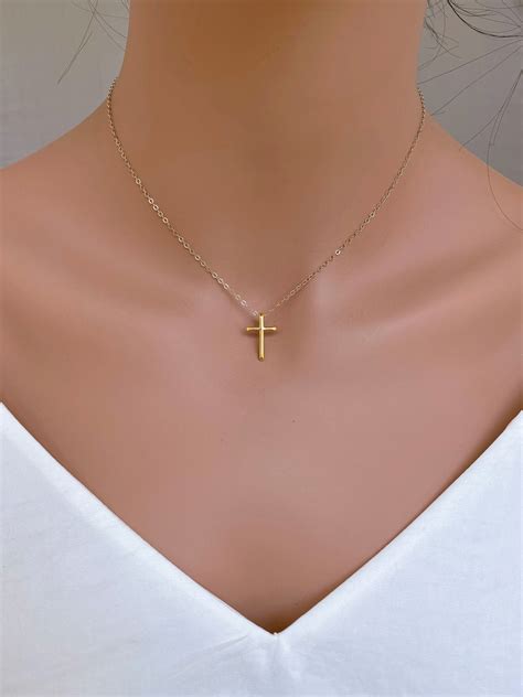 unisex gold cross necklace